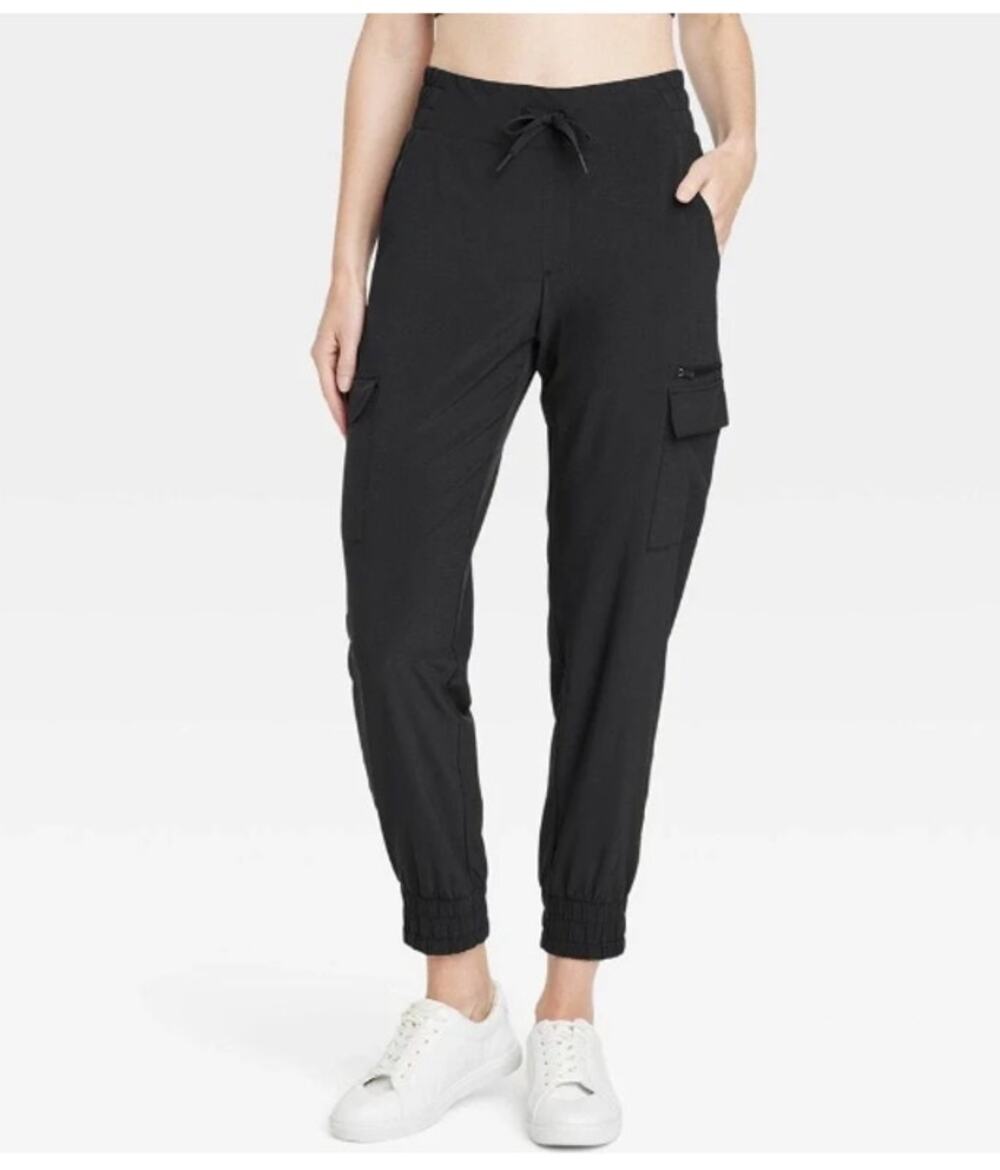All in Motion Womens Large Black Athletic Jogger Pants Pockets Drawstring